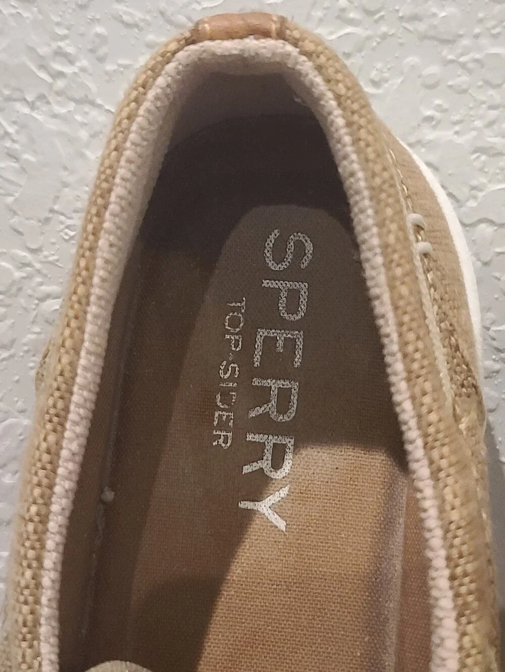 Sperry Top Sider Men 9M Khaki Canvas 2-Eyelet Oxfords Deck Boat Men Shoes